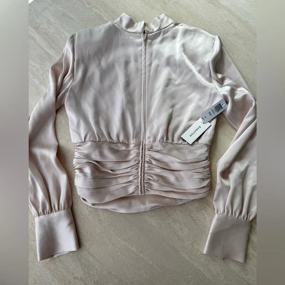 Aritzia Blush Satin Rosalia Mock Neck Blouse NWT small - Picture 2 of 2